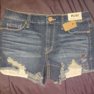 Dark wash denim shorts